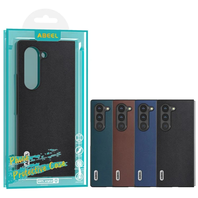 ABEEL For Samsung Galaxy Z Fold6 5G Case Genuine Cow Leather+PC Phone Cover