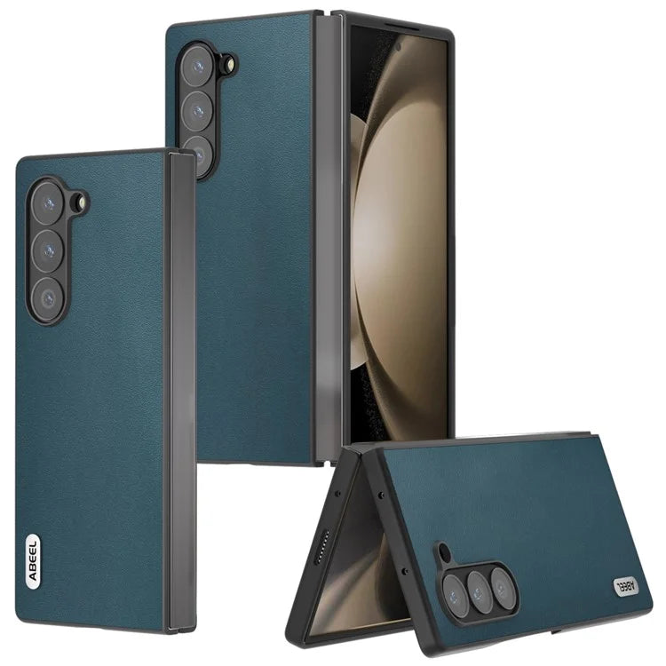 ABEEL For Samsung Galaxy Z Fold6 5G Case Genuine Cow Leather+PC Phone Cover