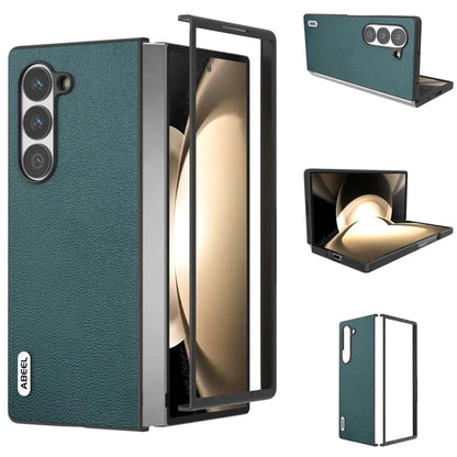 ABEEL For Samsung Galaxy Z Fold6 5G Case Genuine Cow Leather+PC Folding Phone Cover