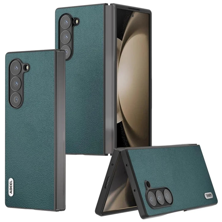 ABEEL For Samsung Galaxy Z Fold6 5G Case Genuine Cow Leather+PC Folding Phone Cover