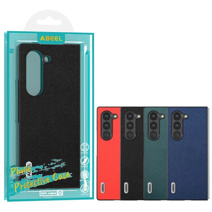 ABEEL For Samsung Galaxy Z Fold6 5G Case Genuine Cow Leather+PC Folding Phone Cover
