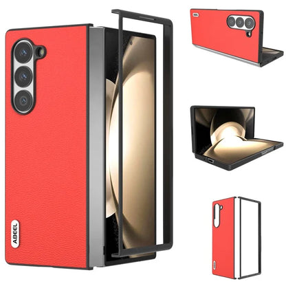 ABEEL For Samsung Galaxy Z Fold6 5G Case Genuine Cow Leather+PC Folding Phone Cover