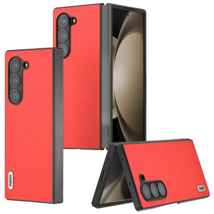 ABEEL For Samsung Galaxy Z Fold6 5G Case Genuine Cow Leather+PC Folding Phone Cover