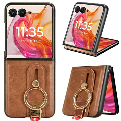 For Motorola Razr 50 Ultra 5G Case Wristband Leather+PC+TPU Cover with Bottle Opener