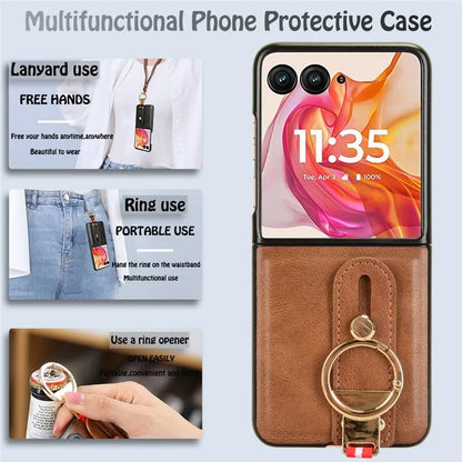 For Motorola Razr 50 Ultra 5G Case Wristband Leather+PC+TPU Cover with Bottle Opener