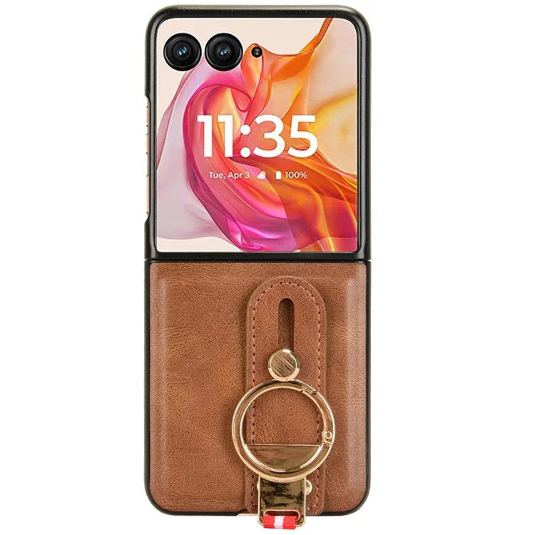 For Motorola Razr 50 Ultra 5G Case Wristband Leather+PC+TPU Cover with Bottle Opener