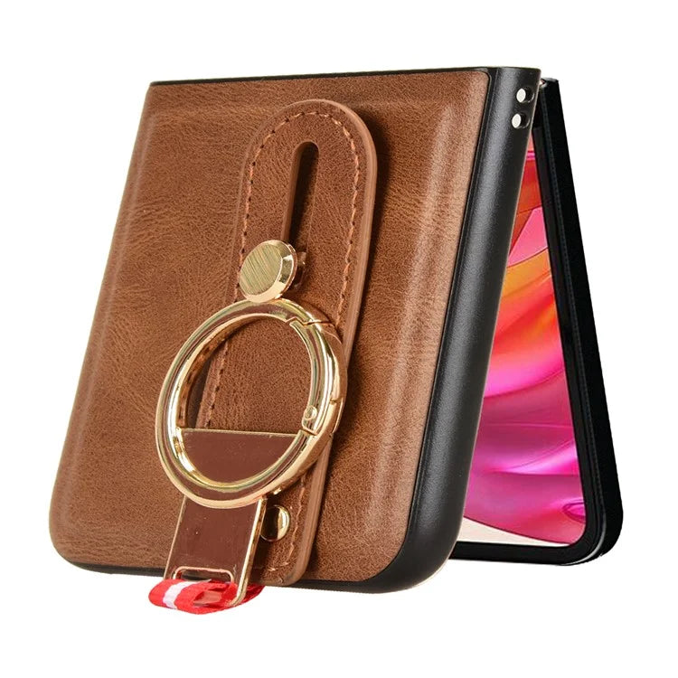 For Motorola Razr 50 Ultra 5G Case Wristband Leather+PC+TPU Cover with Bottle Opener