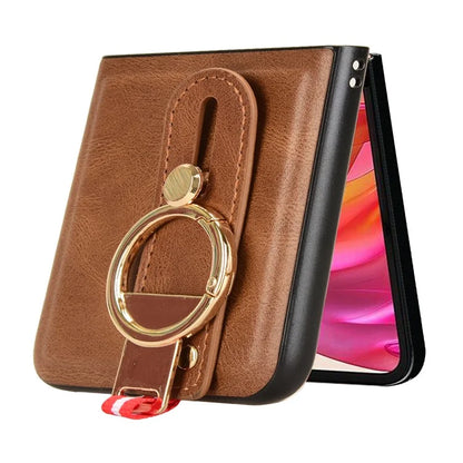 For Motorola Razr 50 Ultra 5G Case Wristband Leather+PC+TPU Cover with Bottle Opener