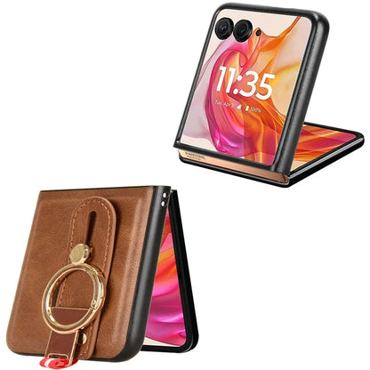 For Motorola Razr 50 Ultra 5G Case Wristband Leather+PC+TPU Cover with Bottle Opener