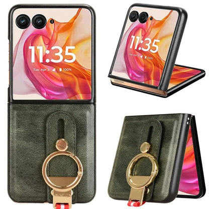 For Motorola Razr 50 Ultra 5G Case Wristband Leather+PC+TPU Cover with Bottle Opener