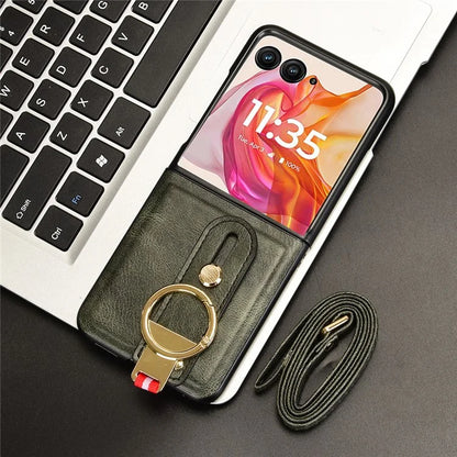 For Motorola Razr 50 Ultra 5G Case Wristband Leather+PC+TPU Cover with Bottle Opener
