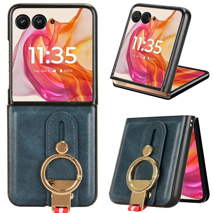 For Motorola Razr 50 Ultra 5G Case Wristband Leather+PC+TPU Cover with Bottle Opener