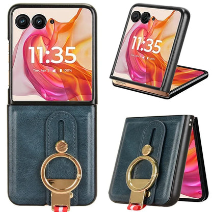 For Motorola Razr 50 Ultra 5G Case Wristband Leather+PC+TPU Cover with Bottle Opener