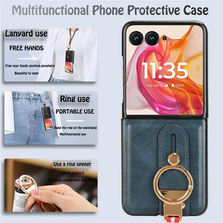 For Motorola Razr 50 Ultra 5G Case Wristband Leather+PC+TPU Cover with Bottle Opener