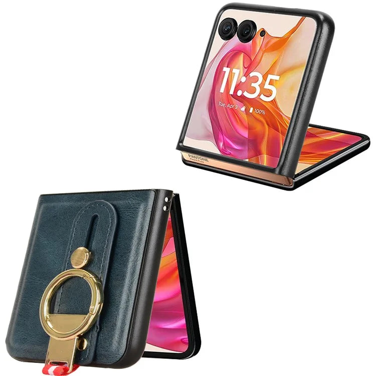 For Motorola Razr 50 Ultra 5G Case Wristband Leather+PC+TPU Cover with Bottle Opener