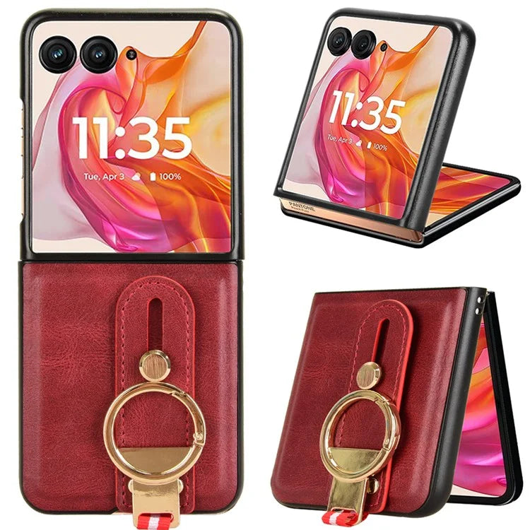 For Motorola Razr 50 Ultra 5G Case Wristband Leather+PC+TPU Cover with Bottle Opener