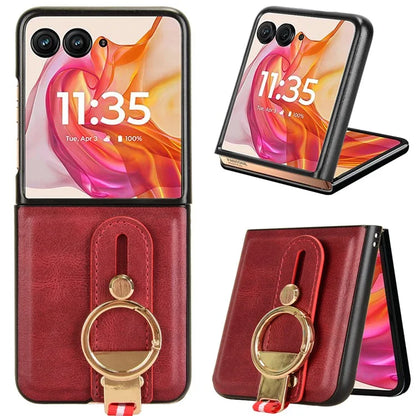 For Motorola Razr 50 Ultra 5G Case Wristband Leather+PC+TPU Cover with Bottle Opener