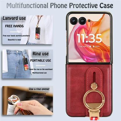 For Motorola Razr 50 Ultra 5G Case Wristband Leather+PC+TPU Cover with Bottle Opener