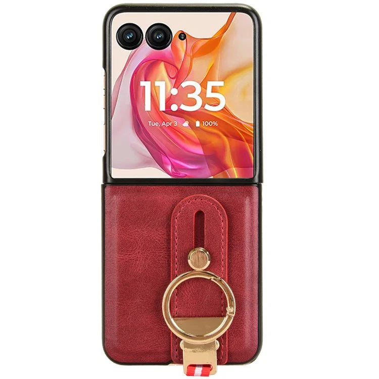 For Motorola Razr 50 Ultra 5G Case Wristband Leather+PC+TPU Cover with Bottle Opener