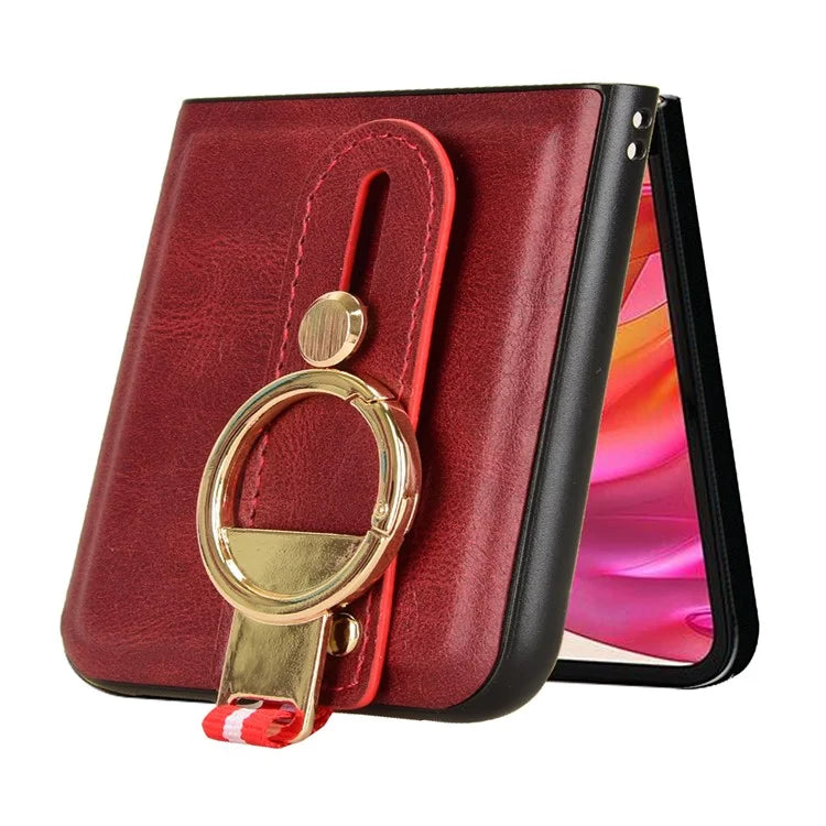 For Motorola Razr 50 Ultra 5G Case Wristband Leather+PC+TPU Cover with Bottle Opener