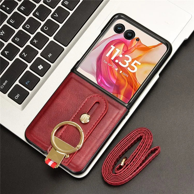 For Motorola Razr 50 Ultra 5G Case Wristband Leather+PC+TPU Cover with Bottle Opener