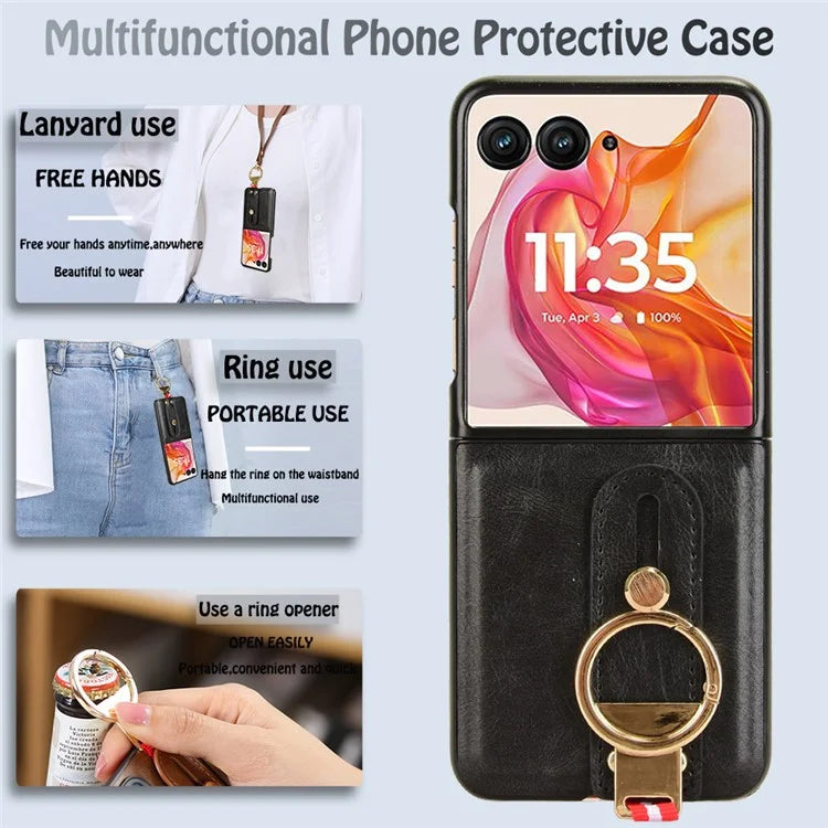 For Motorola Razr 50 Ultra 5G Case Wristband Leather+PC+TPU Cover with Bottle Opener