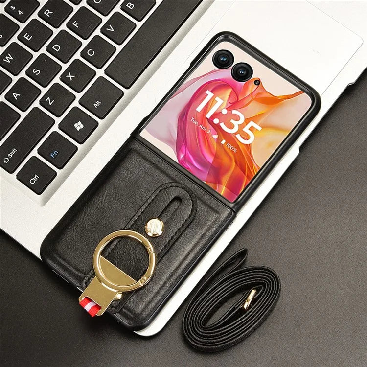 For Motorola Razr 50 Ultra 5G Case Wristband Leather+PC+TPU Cover with Bottle Opener