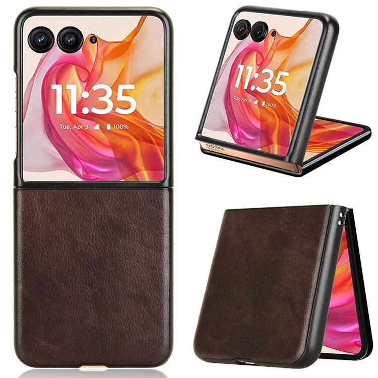 For Motorola Razr 50 Ultra 5G Case Litchi Texture Leather PC Phone Cover