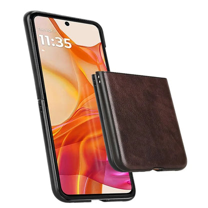 For Motorola Razr 50 Ultra 5G Case Litchi Texture Leather PC Phone Cover