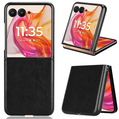 For Motorola Razr 50 Ultra 5G Case Litchi Texture Leather PC Phone Cover