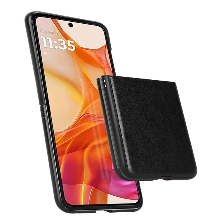 For Motorola Razr 50 Ultra 5G Case Litchi Texture Leather PC Phone Cover