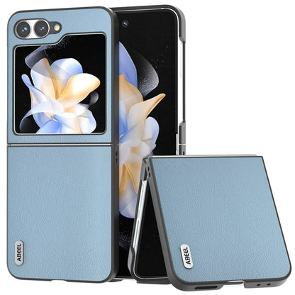 ABEEL For Samsung Galaxy Z Flip6 5G Case Black Edge Genuine Cow Leather PC Phone Cover