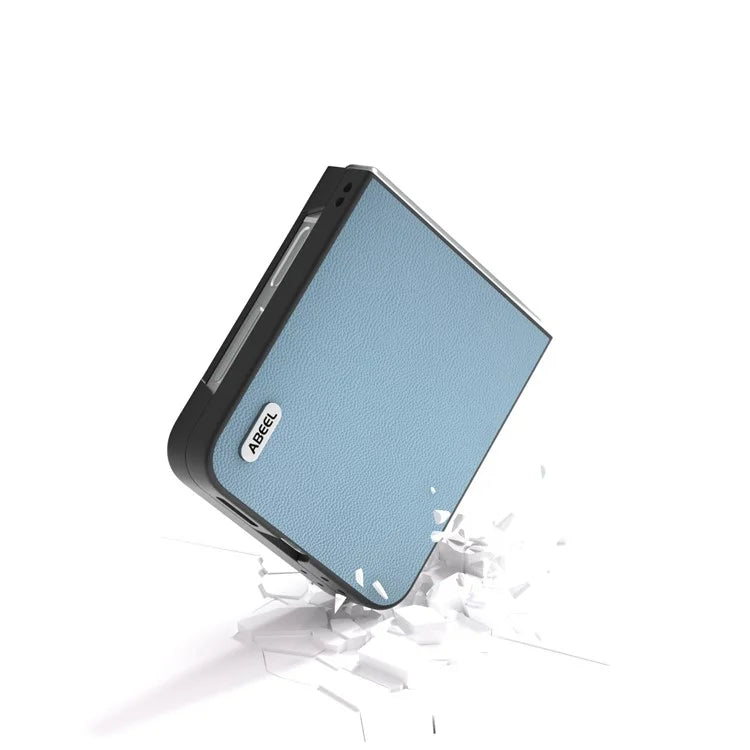 ABEEL For Samsung Galaxy Z Flip6 5G Case Black Edge Genuine Cow Leather PC Phone Cover
