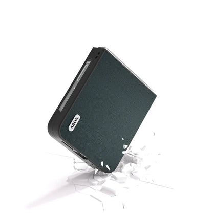 ABEEL For Samsung Galaxy Z Flip6 5G Case Black Edge Genuine Cow Leather PC Phone Cover