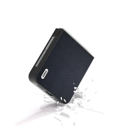 ABEEL For Samsung Galaxy Z Flip6 5G Case Black Edge Genuine Cow Leather PC Phone Cover