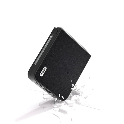 ABEEL For Samsung Galaxy Z Flip6 5G Case Black Edge Genuine Cow Leather PC Phone Cover