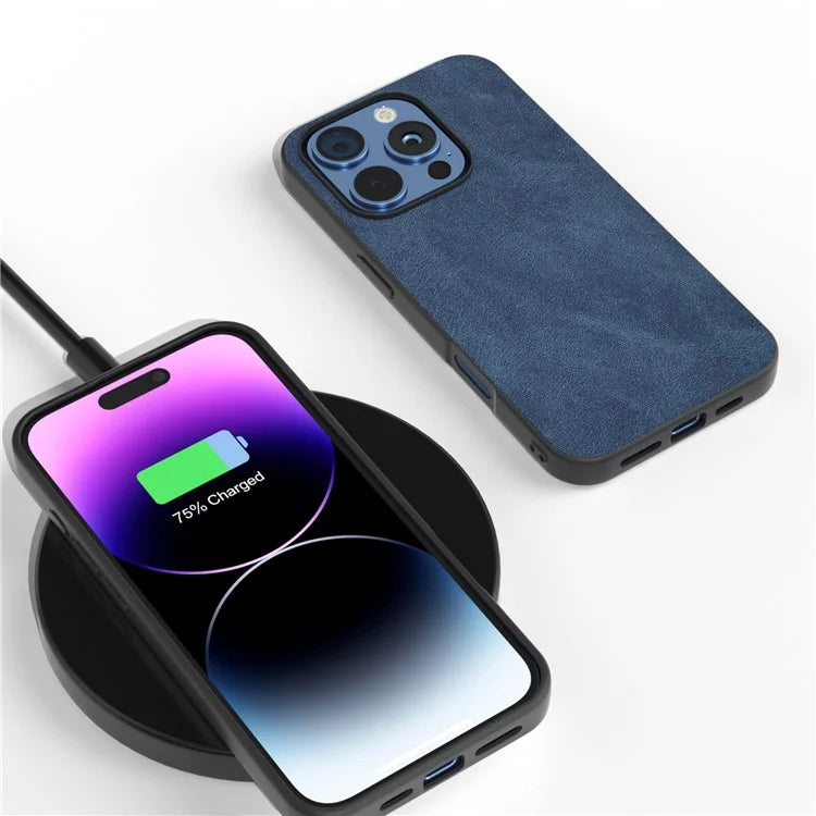 For iPhone 16 Pro Case Black Frame PU+PC+TPU Hybrid Phone Cover