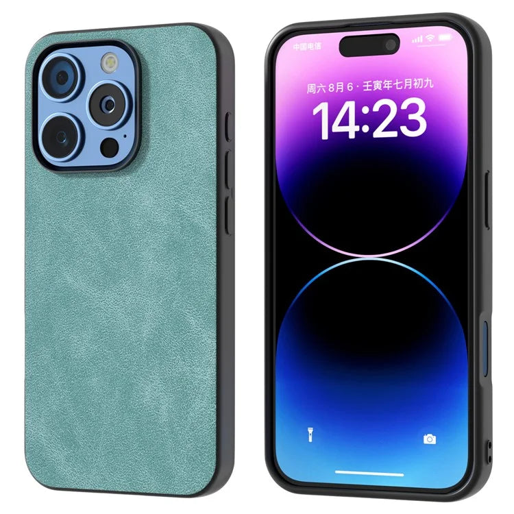 For iPhone 16 Pro Case Black Frame PU+PC+TPU Hybrid Phone Cover