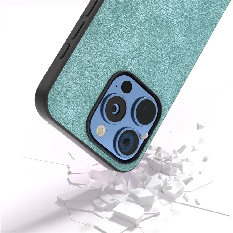 For iPhone 16 Pro Case Black Frame PU+PC+TPU Hybrid Phone Cover