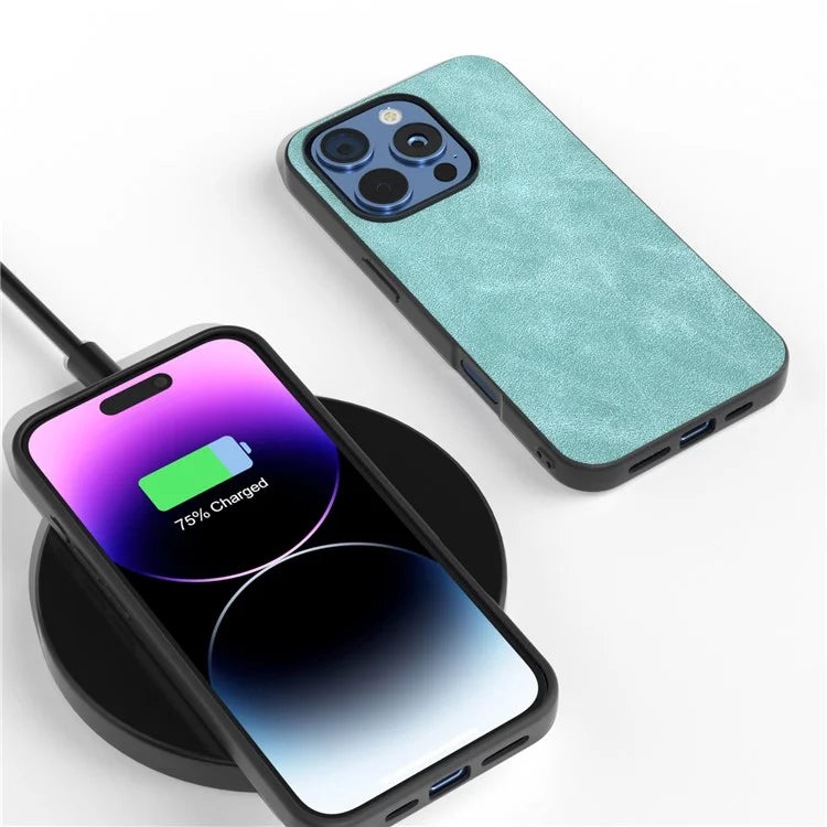 For iPhone 16 Pro Case Black Frame PU+PC+TPU Hybrid Phone Cover