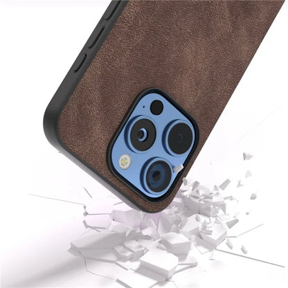For iPhone 16 Pro Case Black Frame PU+PC+TPU Hybrid Phone Cover
