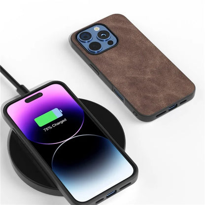 For iPhone 16 Pro Case Black Frame PU+PC+TPU Hybrid Phone Cover