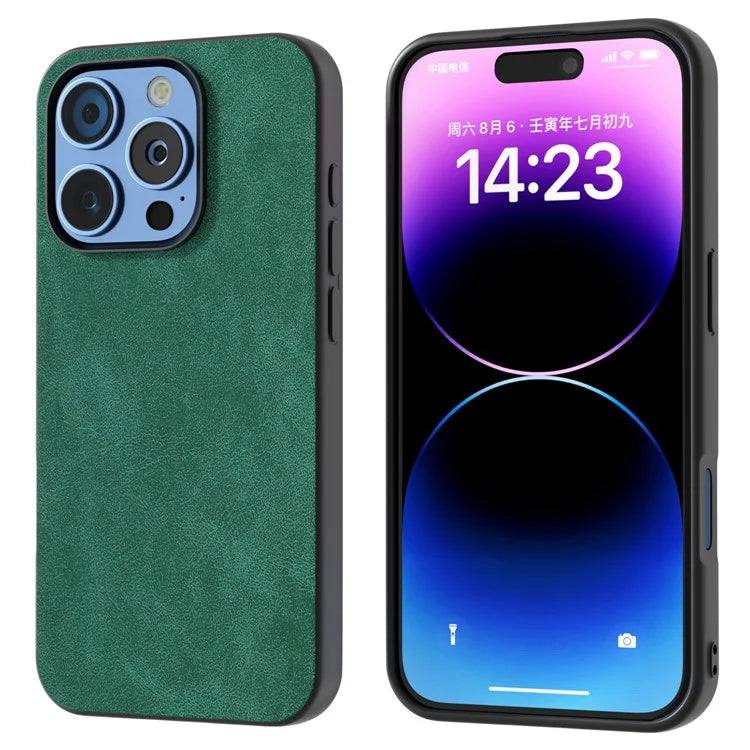 For iPhone 16 Pro Case Black Frame PU+PC+TPU Hybrid Phone Cover