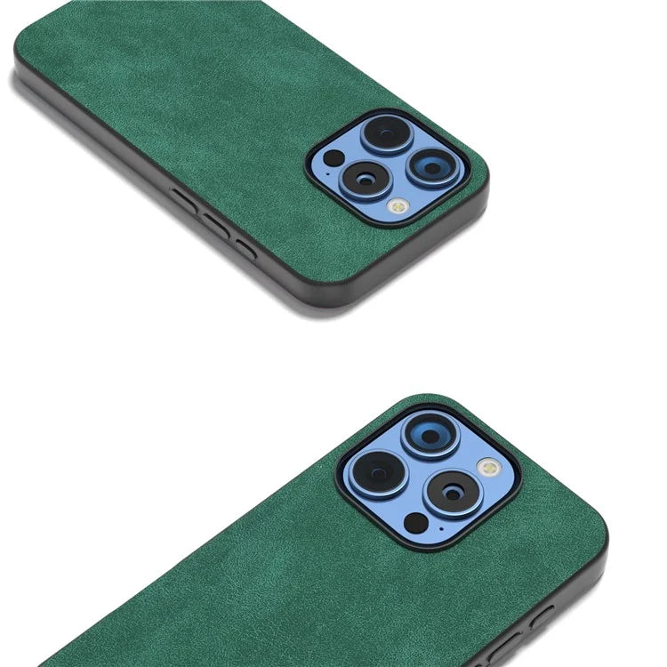 For iPhone 16 Pro Case Black Frame PU+PC+TPU Hybrid Phone Cover