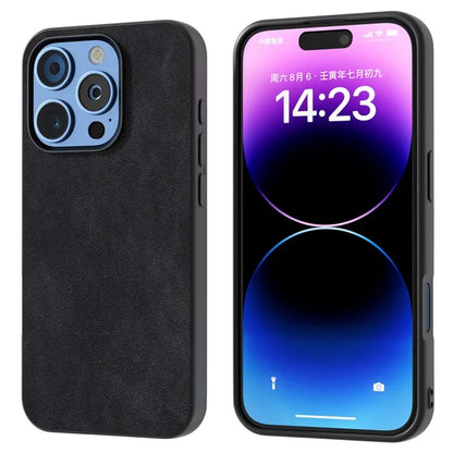 For iPhone 16 Pro Case Black Frame PU+PC+TPU Hybrid Phone Cover
