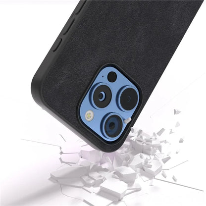 For iPhone 16 Pro Case Black Frame PU+PC+TPU Hybrid Phone Cover
