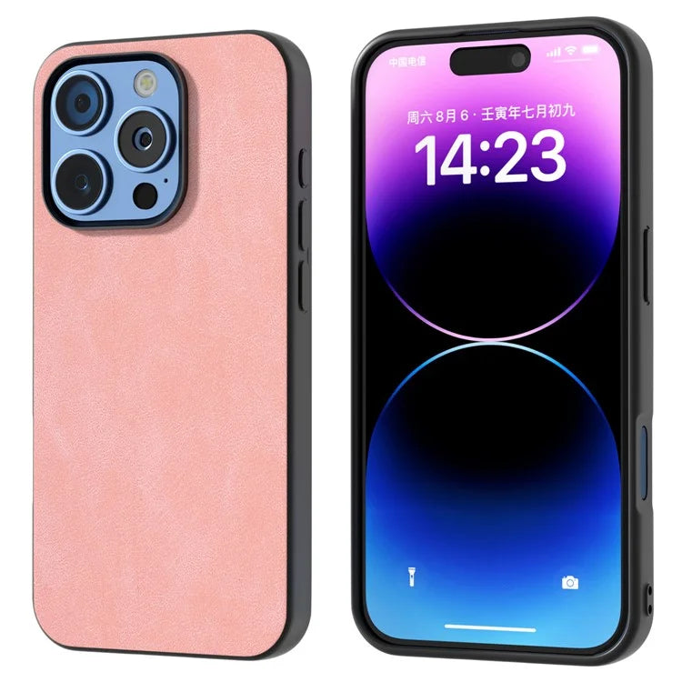 For iPhone 16 Pro Case Black Frame PU+PC+TPU Hybrid Phone Cover