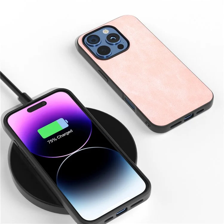 For iPhone 16 Pro Case Black Frame PU+PC+TPU Hybrid Phone Cover