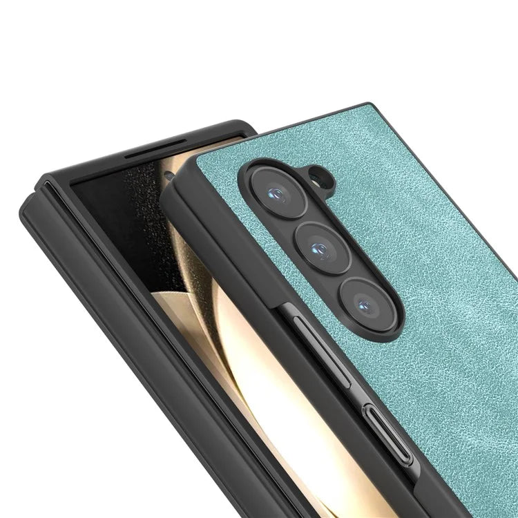 For Samsung Galaxy Z Fold6 5G Case Black Edge PU Leather+PC Folding Phone Cover