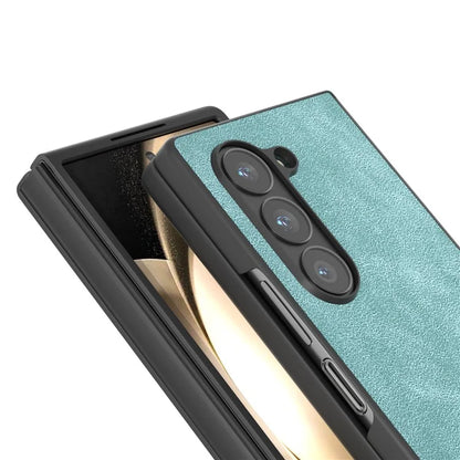 For Samsung Galaxy Z Fold6 5G Case Black Edge PU Leather+PC Folding Phone Cover